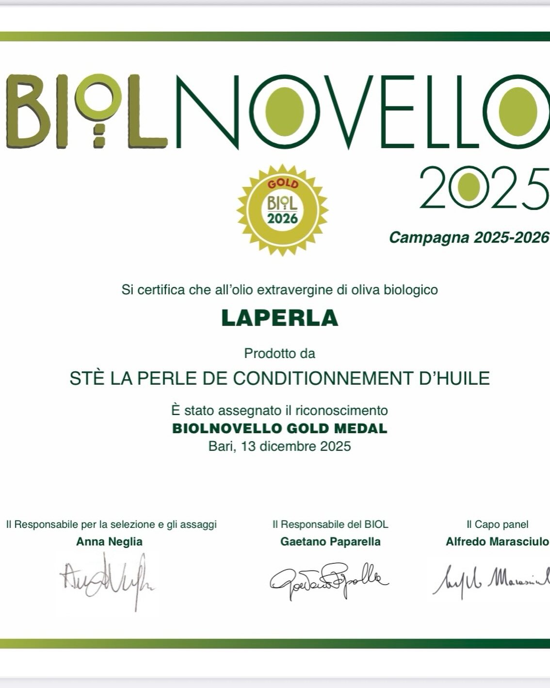 Biol Olio Award 2025